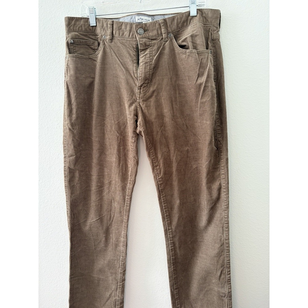 Peter Millar Corduroy Pants Mens 35 Brown Crown Crown Crown Casual Flat Front